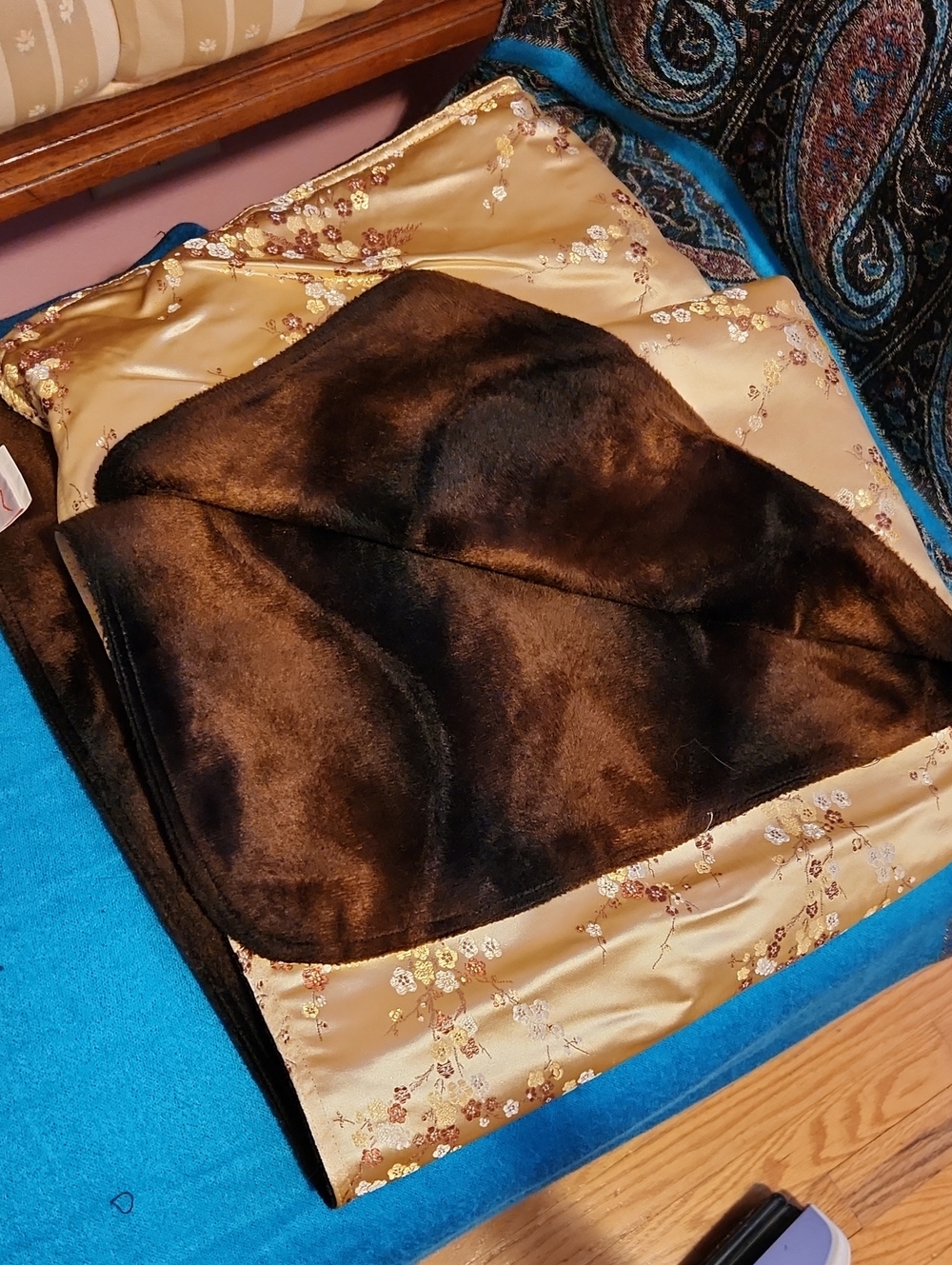 Satin & Faux Fur Stroller Blanket